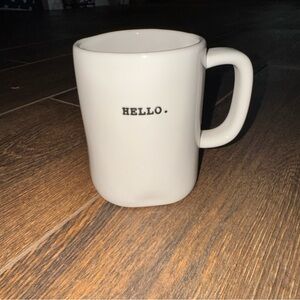 Rae Dunn White Mug with 'HELLO.' Text